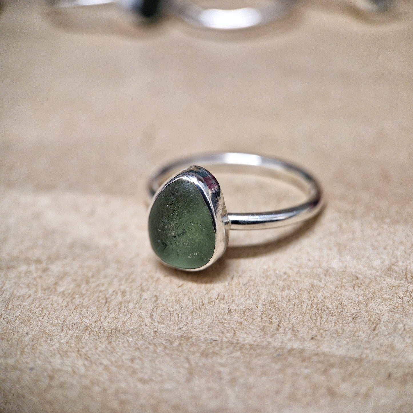 Deep Green Sea Glass Ring