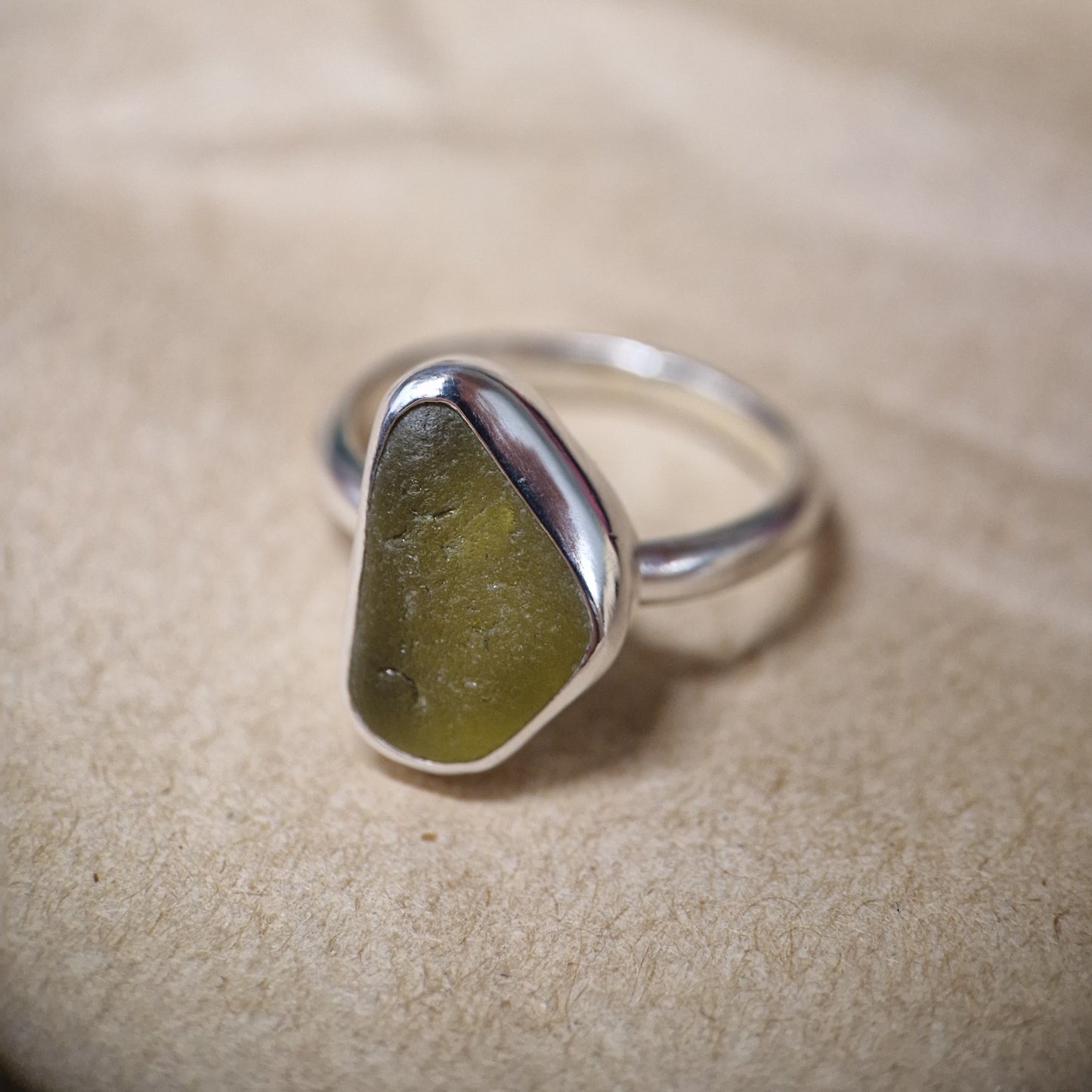 Moss Green Sea Glass Ring