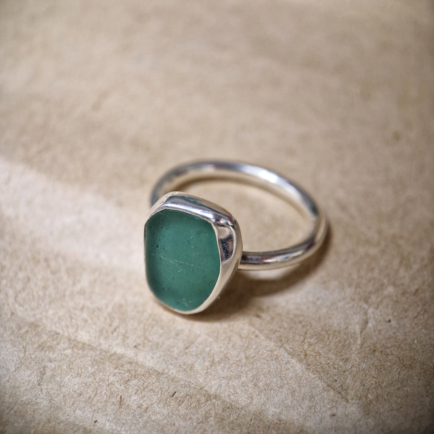 Aqua Sea Glass Ring