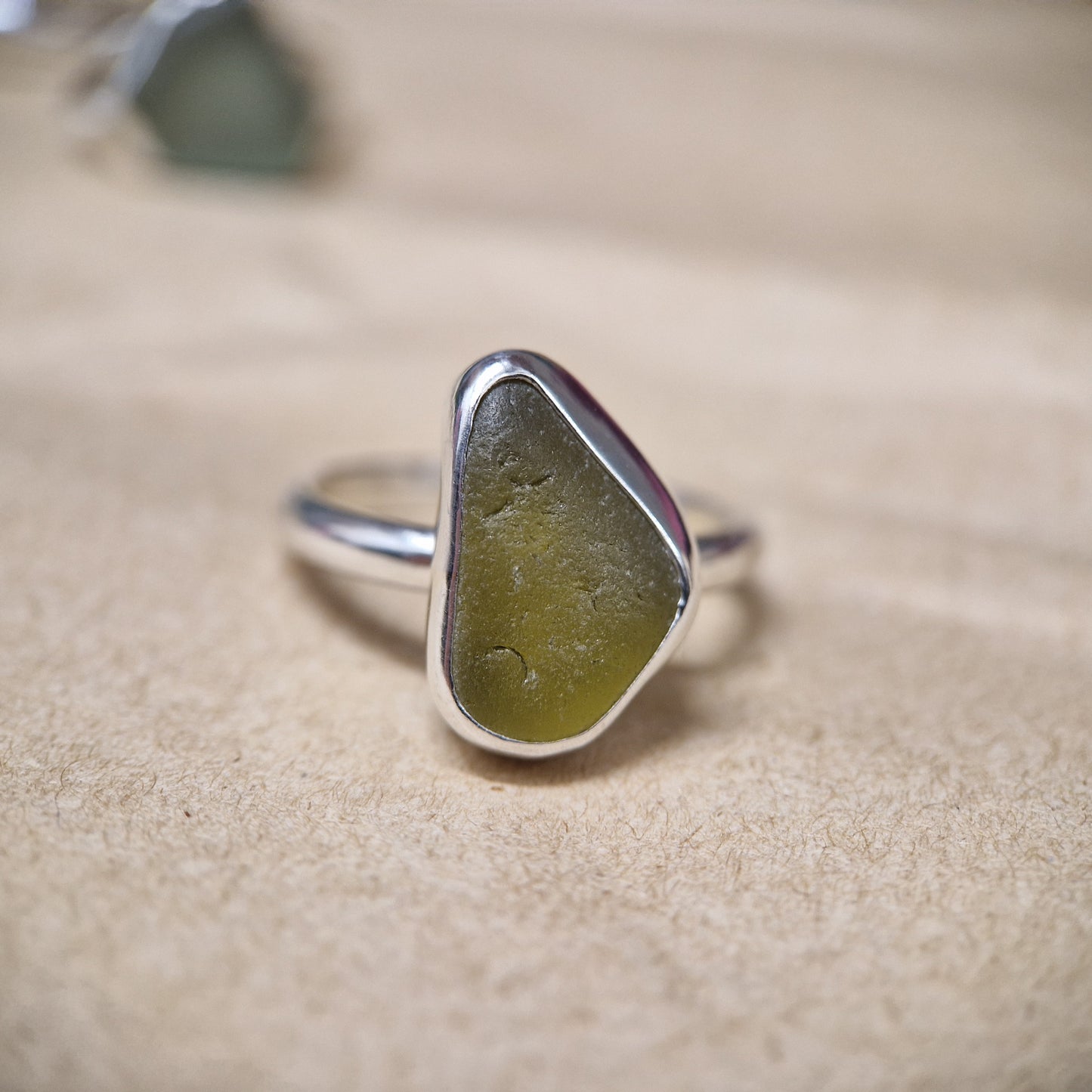 Moss Green Sea Glass Ring