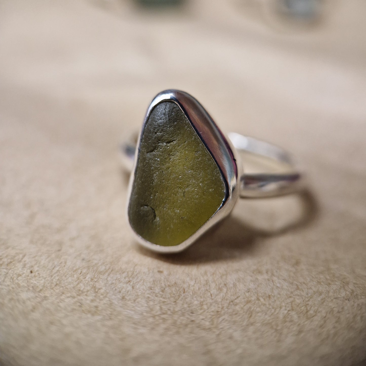 Moss Green Sea Glass Ring