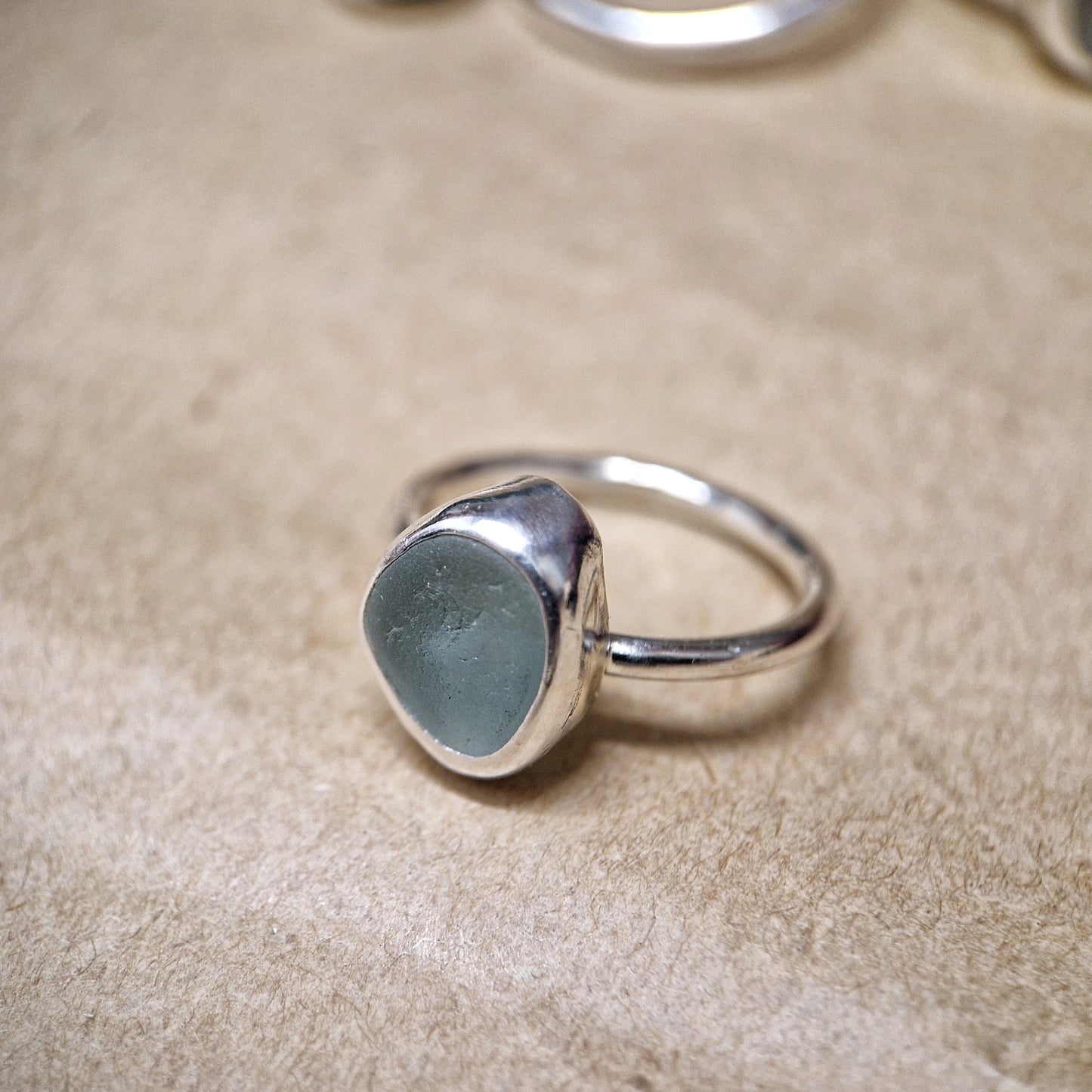Blue Sea Glass Ring