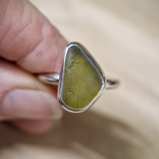 Moss Green Sea Glass Ring