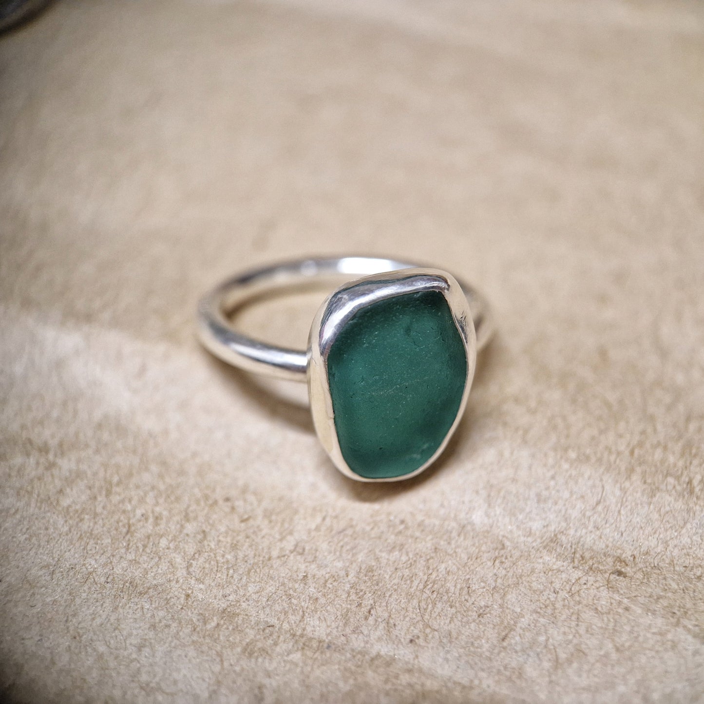 Aqua Sea Glass Ring