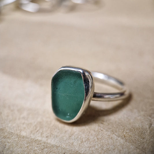 Aqua Sea Glass Ring