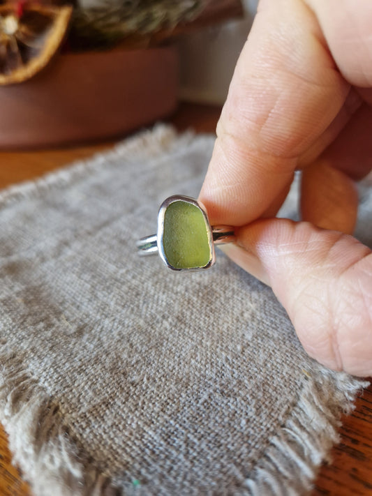 Green Sea Glass Ring