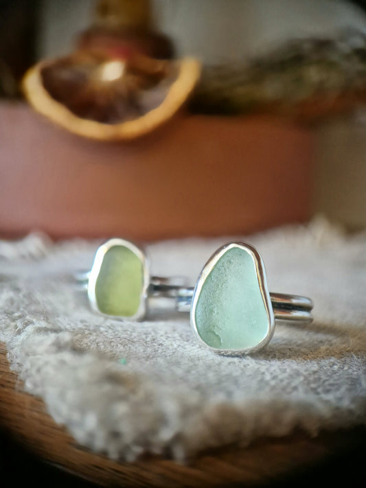 Aqua Sea Glass Ring