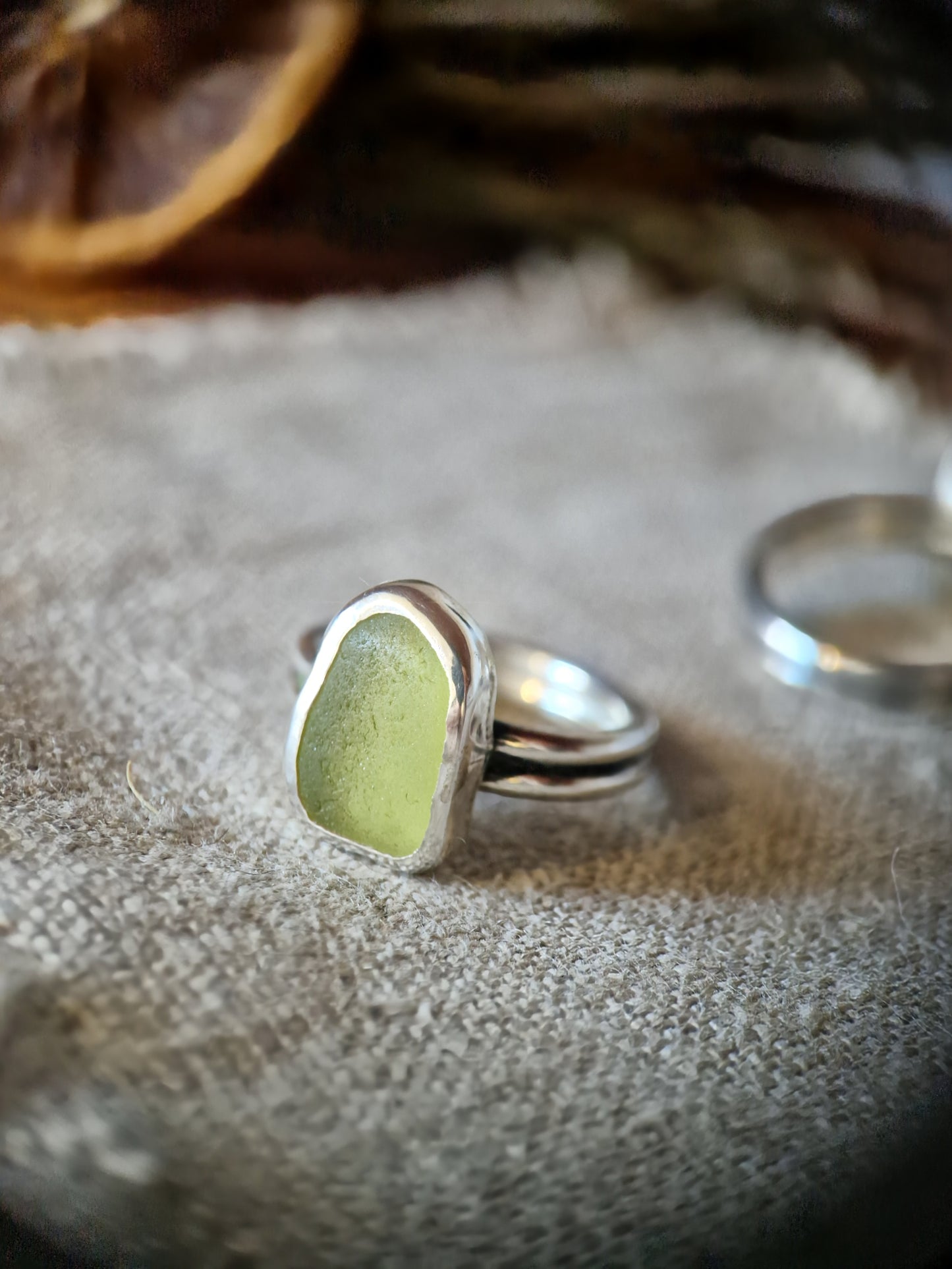 Green Sea Glass Ring