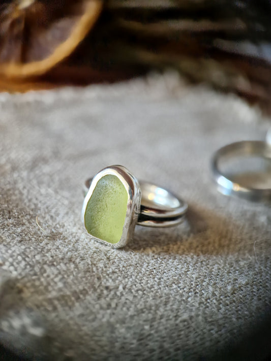 Green Sea Glass Ring