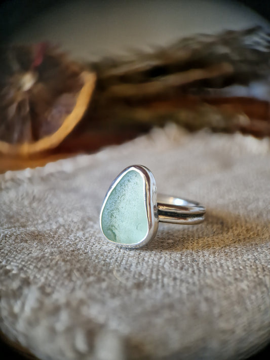 Aqua Sea Glass Ring